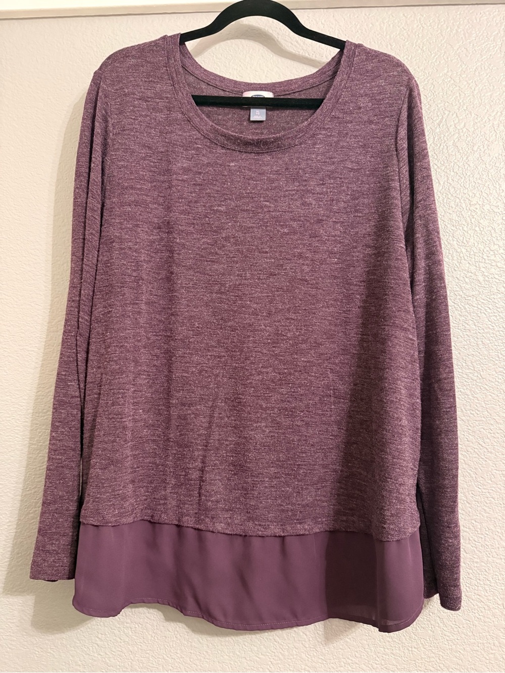 Old Navy Plum Layered-Hem Long Sleeve Top